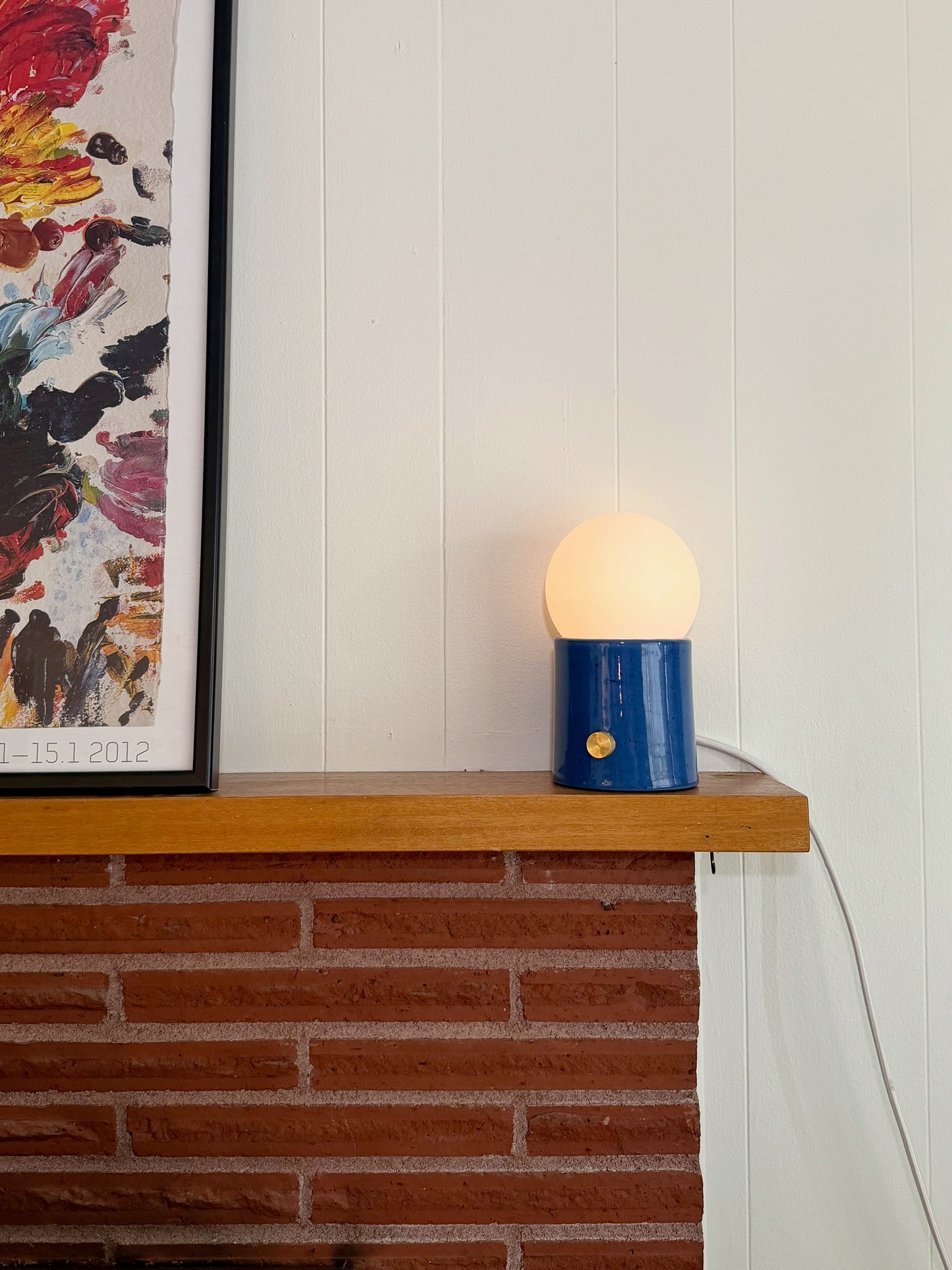 Mini Pillar Lamp - Blue Tinted Clay